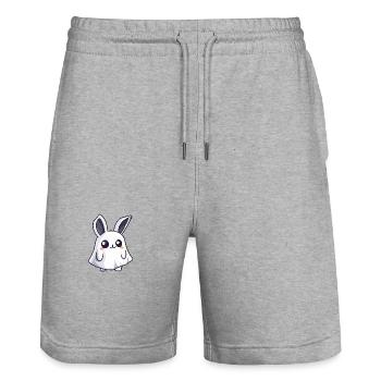 Lapin Halloween Drôle Fantôme - Short de jogging bio TRAINER Stanley/Stella unisexe - gris chiné - Devant - Nik (191cm) & Marisol (170cm)