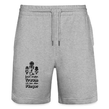 Traumfänger Spruch Liebe Valentinstag Geschenk - Stanley/Stella Unisex Bio Joggingshorts Trainer  - Grau meliert - Vorne - Nik (191cm) & Marisol (170cm)