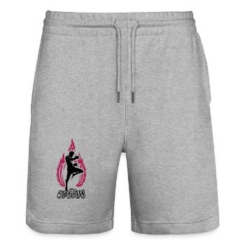 MuayThai - Short de jogging bio TRAINER Stanley/Stella unisexe - gris chiné - Devant - Nik (191cm) & Marisol (170cm)