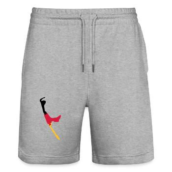 Sylt Puzzle - schwarz rot gold - Stanley/Stella Unisex Bio Joggingshorts Trainer  - Grau meliert - Vorne - Nik (191cm) & Marisol (170cm)