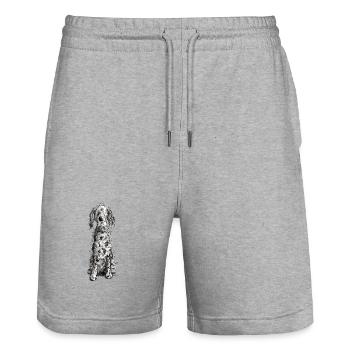 Cadeau drôle de bande dessinée anglaise de chiens I - Short de jogging bio TRAINER Stanley/Stella unisexe - gris chiné - Devant - Nik (191cm) & Marisol (170cm)