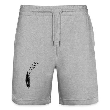 Feder und Vögel Vogelschwarm - Stanley/Stella Unisex Bio Joggingshorts Trainer  - Grau meliert - Vorne - Nik (191cm) & Marisol (170cm)
