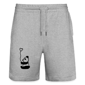 Panda mignon plein d’amour - Short de jogging bio TRAINER Stanley/Stella unisexe - gris chiné - Devant - Nik (191cm) & Marisol (170cm)