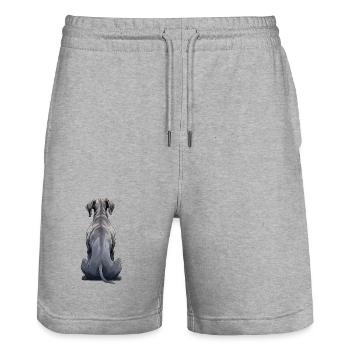 Great Dane - Stanley/Stella Trainer Unisex Organic Jogging Shorts - heather grey - Front - Nik (191cm) & Marisol (170cm)