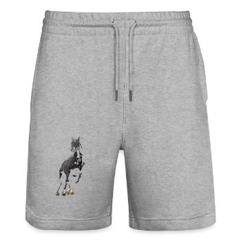 Pferd - Stanley/Stella Unisex Bio Joggingshorts Trainer  - Grau meliert - Vorne - Nik (191cm) & Marisol (170cm)