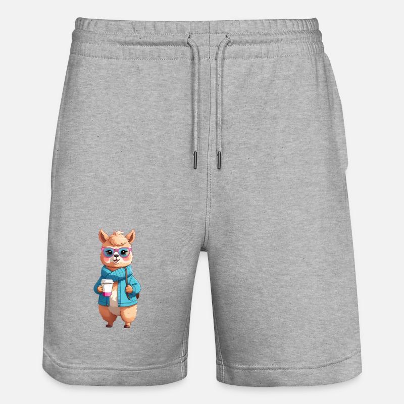 Café Alpaga à Capuche avec Lunettes - Short de jogging bio TRAINER Stanley/Stella unisexe - gris chiné