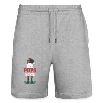 Weihnachten Der Pups König Elf - Stanley/Stella Unisex Bio Joggingshorts Trainer  - Grau meliert - Vorne - Nik (191cm) & Marisol (170cm)