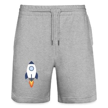 Rocket space - Stanley/Stella Trainer Unisex Organic Jogging Shorts - heather grey - Front - Nik (191cm) & Marisol (170cm)
