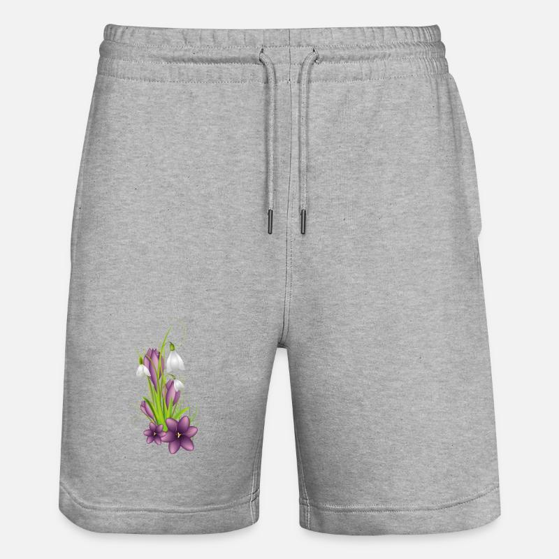 Perce-neige et crocus délicats illustrés - Short de jogging bio TRAINER Stanley/Stella unisexe - gris chiné