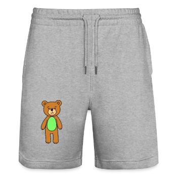 Kuschelbär Grünbauch Cartoon - Stanley/Stella Unisex Bio Joggingshorts Trainer  - Grau meliert - Vorne - Nik (191cm) & Marisol (170cm)