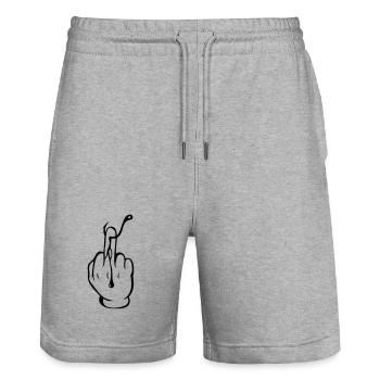 Für echte Ruhe am Wasser! -  Angler Shirt! - Stanley/Stella Unisex Bio Joggingshorts Trainer  - Grau meliert - Vorne - Nik (191cm) & Marisol (170cm)
