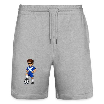 Soccer Boy Scotland Fan Scottish Flag - Stanley/Stella Trainer Unisex Organic Jogging Shorts - heather grey - Front - Nik (191cm) & Marisol (170cm)