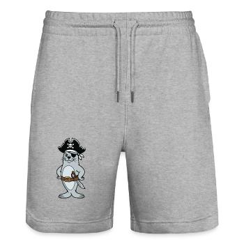 Seal pirate - Stanley/Stella Trainer Unisex Organic Jogging Shorts - heather grey - Front - Nik (191cm) & Marisol (170cm)