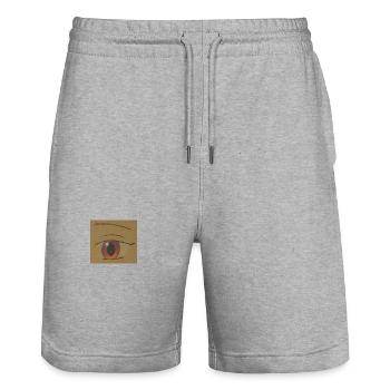 Anime Eye - Red Manga Sketch - Stanley/Stella Trainer Unisex Organic Jogging Shorts - heather grey - Front - Nik (191cm) & Marisol (170cm)
