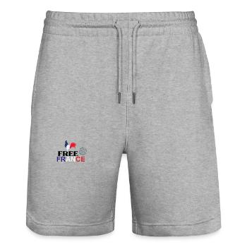 Tricolor Hahn Freies Frankreich - Stanley/Stella Unisex Bio Joggingshorts Trainer  - Grau meliert - Vorne - Nik (191cm) & Marisol (170cm)