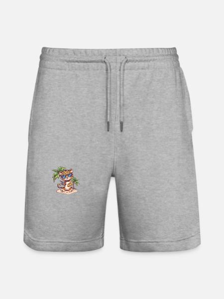 Leopard Island Summer Palm Tree - Stanley/Stella Trainer Unisex Organic Jogging Shorts - heather grey