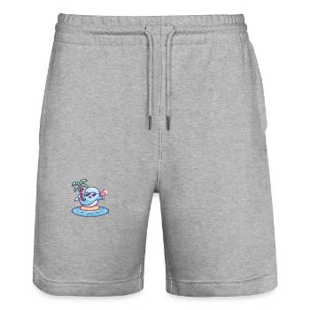 Wal Sommer Urlaub - Stanley/Stella Unisex Bio Joggingshorts Trainer  - Grau meliert - Vorne - Nik (191cm) & Marisol (170cm)