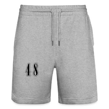 48 Symbole numérique - Short de jogging bio TRAINER Stanley/Stella unisexe - gris chiné - Devant - Nik (191cm) & Marisol (170cm)