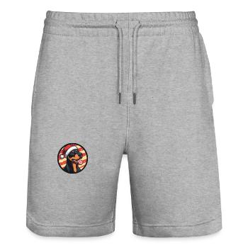 Dobermann Hund Weihnachten Christmas - Stanley/Stella Unisex Bio Joggingshorts Trainer  - Grau meliert - Vorne - Nik (191cm) & Marisol (170cm)