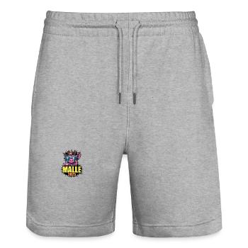 Malle 2025 Schwein - Stanley/Stella Unisex Bio Joggingshorts Trainer  - Grau meliert - Vorne - Nik (191cm) & Marisol (170cm)