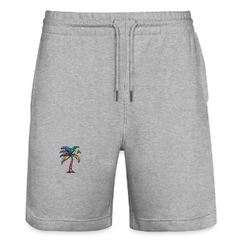 Palme Bunt - Stanley/Stella Unisex Bio Joggingshorts Trainer  - Grau meliert - Vorne - Nik (191cm) & Marisol (170cm)