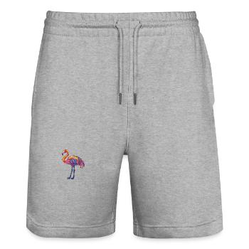 Flamingo Bunt - Stanley/Stella Unisex Bio Joggingshorts Trainer  - Grau meliert - Vorne - Nik (191cm) & Marisol (170cm)