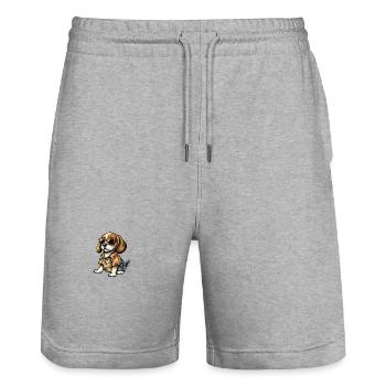 Beagle Hund Comic Urlaub - Stanley/Stella Unisex Bio Joggingshorts Trainer  - Grau meliert - Vorne - Nik (191cm) & Marisol (170cm)