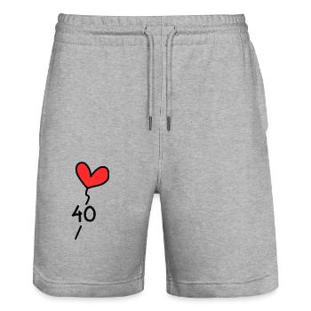 40. 40 JAHRE. 40-jähriges Jubiläum. GEBURTSTAG 40 JAHRE. - Stanley/Stella Unisex Bio Joggingshorts Trainer  - Grau meliert - Vorne - Nik (191cm) & Marisol (170cm)