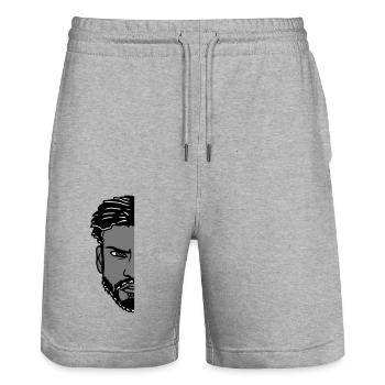 man half face head evil young boy - Stanley/Stella Trainer Unisex Organic Jogging Shorts - heather grey - Front - Nik (191cm) & Marisol (170cm)