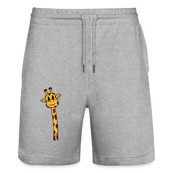 Lustige langer Hals Giraffe Coole Niedliche Tiere - Stanley/Stella Unisex Bio Joggingshorts Trainer  - Grau meliert - Vorne - Nik (191cm) & Marisol (170cm)