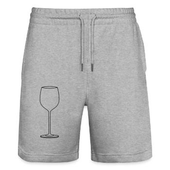 Design Leeres Wein - Stanley/Stella Unisex Bio Joggingshorts Trainer  - Grau meliert - Vorne - Nik (191cm) & Marisol (170cm)