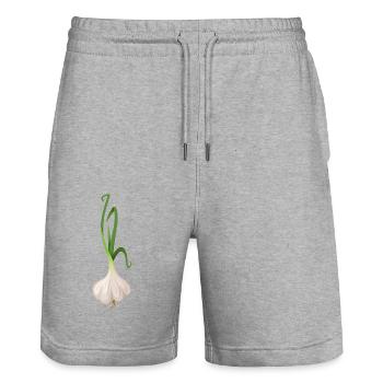 Knoblauch Pflanze - Stanley/Stella Unisex Bio Joggingshorts Trainer  - Grau meliert - Vorne - Nik (191cm) & Marisol (170cm)