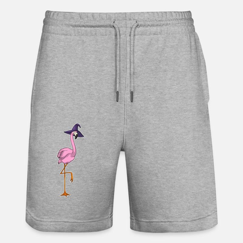 Flamingo Witch Hat - Stanley/Stella Trainer Unisex Organic Jogging Shorts - heather grey