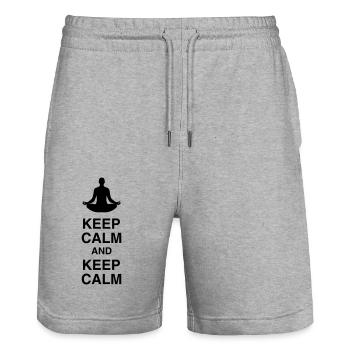 Keep Calm and Keep Calm / Yoga / Meditation - Stanley/Stella Trainer Unisex Organic Jogging Shorts - heather grey - Front - Nik (191cm) & Marisol (170cm)