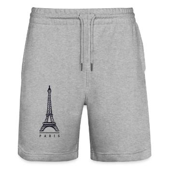 Tour Eiffel, Paris - Short de jogging bio TRAINER Stanley/Stella unisexe - gris chiné - Devant - Nik (191cm) & Marisol (170cm)