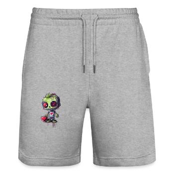 forever yours - Stanley/Stella Trainer Unisex Organic Jogging Shorts - heather grey - Front - Nik (191cm) & Marisol (170cm)