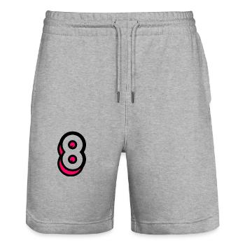 8 YEARS. 8TH ANNIVERSARY. BIRTHDAY 8 YEARS. 8 - Stanley/Stella Trainer Unisex Organic Jogging Shorts - heather grey - Front - Nik (191cm) & Marisol (170cm)