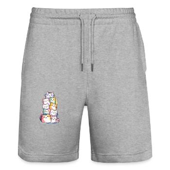 Liebenswerter Stapel bunter Katzen für - Stanley/Stella Unisex Bio Joggingshorts Trainer  - Grau meliert - Vorne - Nik (191cm) & Marisol (170cm)