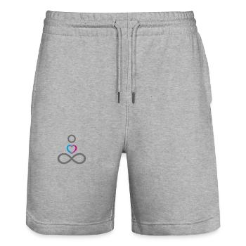 Corps, , et infini - Short de jogging bio TRAINER Stanley/Stella unisexe - gris chiné - Devant - Nik (191cm) & Marisol (170cm)