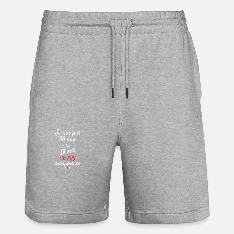 Je n'ai pas 36 ans cadeau d anniversaire - Short de jogging bio TRAINER Stanley/Stella unisexe - gris chiné