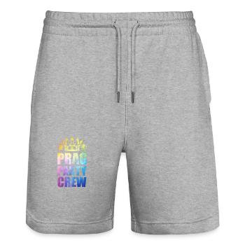 Prag Party Crew Spruch - Stanley/Stella Unisex Bio Joggingshorts Trainer  - Grau meliert - Vorne - Nik (191cm) & Marisol (170cm)