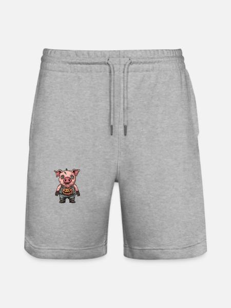 Pig Halloween Funny Zombie - Stanley/Stella Trainer Unisex Organic Jogging Shorts - heather grey
