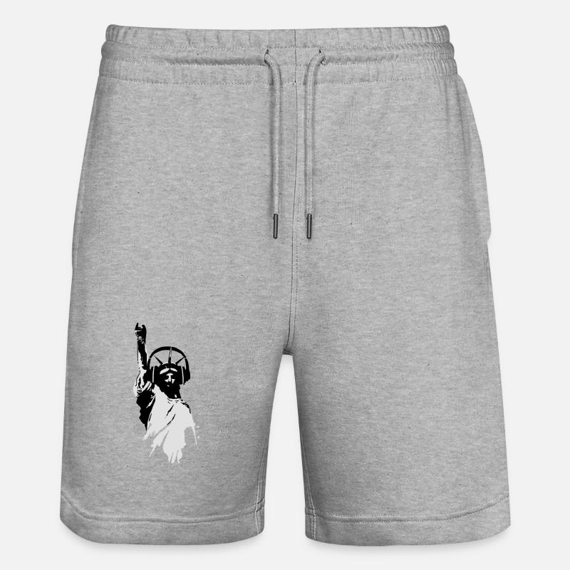 DJane Lady Liberty mit Kopfhörer - Stanley/Stella Unisex Bio Joggingshorts Trainer  - Grau meliert