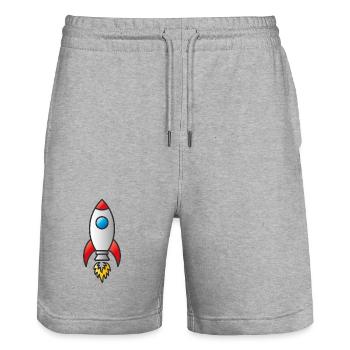 T-shirt Icone minimaliste Rocket Burst - Short de jogging bio TRAINER Stanley/Stella unisexe - gris chiné - Devant - Nik (191cm) & Marisol (170cm)