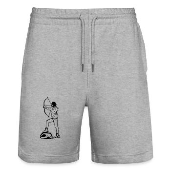 Archer Sketch - Stanley/Stella Trainer Unisex Organic Jogging Shorts - heather grey - Front - Nik (191cm) & Marisol (170cm)