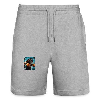 Pferd Boxer Boxen - Stanley/Stella Unisex Bio Joggingshorts Trainer  - Grau meliert - Vorne - Nik (191cm) & Marisol (170cm)