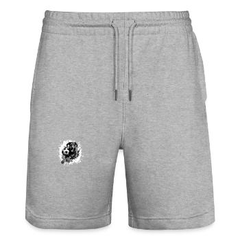Doberman Chien Football Sports - Short de jogging bio TRAINER Stanley/Stella unisexe - gris chiné - Devant - Nik (191cm) & Marisol (170cm)