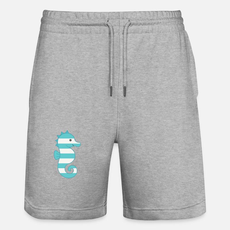Hippocampe turquoise rayé - Short de jogging bio TRAINER Stanley/Stella unisexe - gris chiné