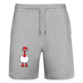 Möwe Mittelfinger Fuck You Wütend Weihnachten - Stanley/Stella Unisex Bio Joggingshorts Trainer  - Grau meliert - Vorne - Nik (191cm) & Marisol (170cm)