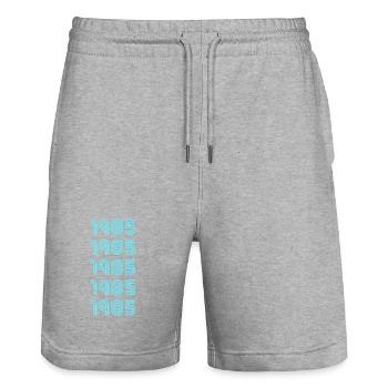 Geburtsjahr 1985 - Stanley/Stella Unisex Bio Joggingshorts Trainer  - Grau meliert - Vorne - Nik (191cm) & Marisol (170cm)
